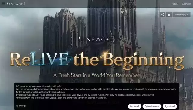 lineage2.com homepage screenshot
