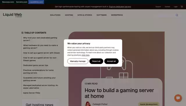 liquidweb.com homepage screenshot