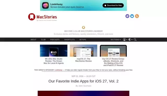 macstories.net homepage screenshot