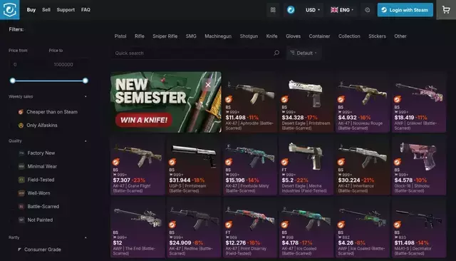 market.csgo.com homepage screenshot