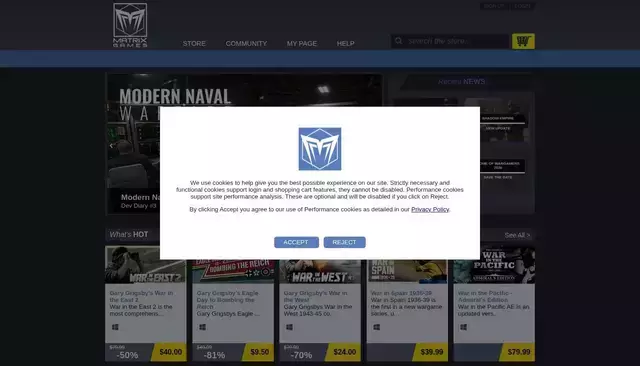 matrixgames.com homepage screenshot