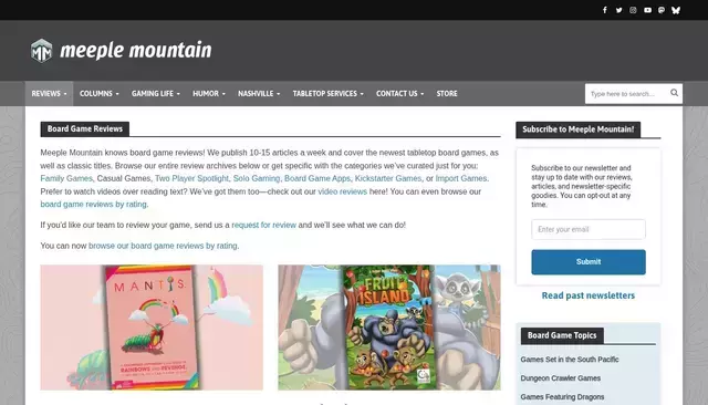 meeplemountain.com homepage screenshot