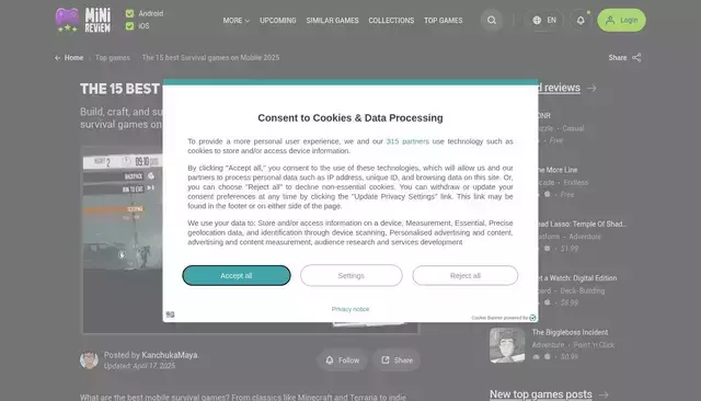 minireview.io homepage screenshot