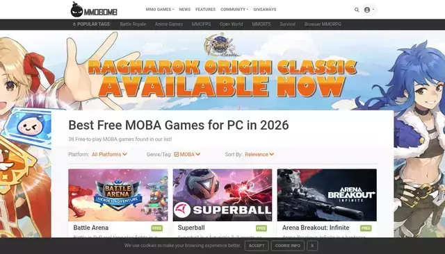 mmobomb.com homepage screenshot