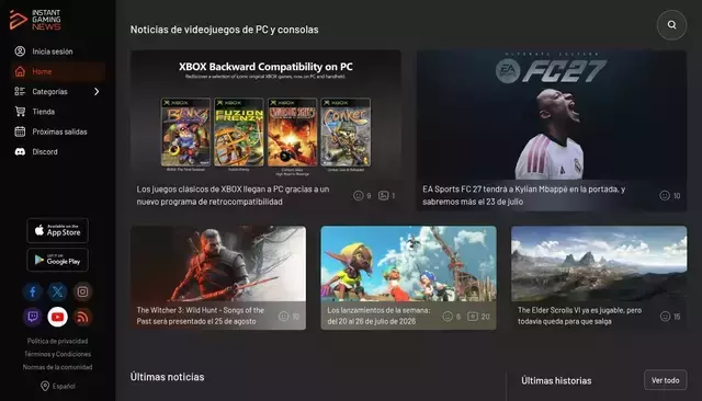 news.instant-gaming.com homepage screenshot