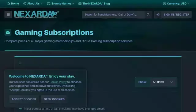 nexarda.com homepage screenshot