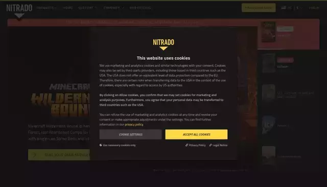nitrado.net homepage screenshot