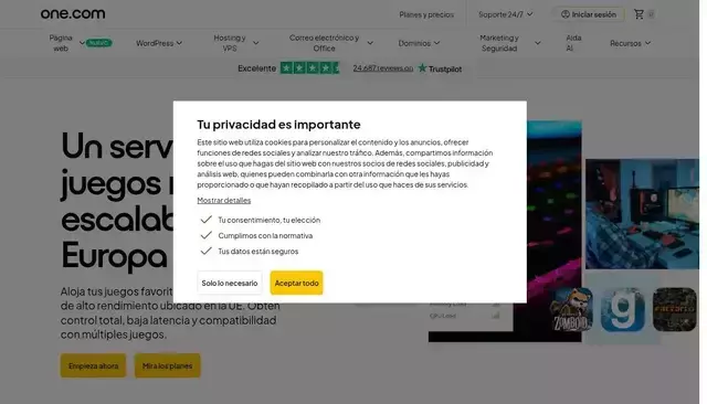 one.com homepage screenshot