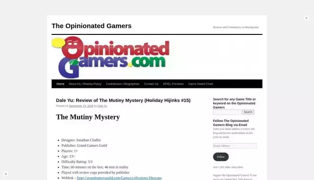 opinionatedgamers.com homepage screenshot
