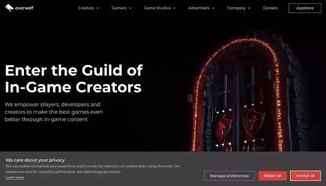 overwolf.com homepage screenshot