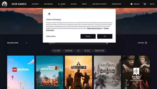 paradoxinteractive.com homepage screenshot