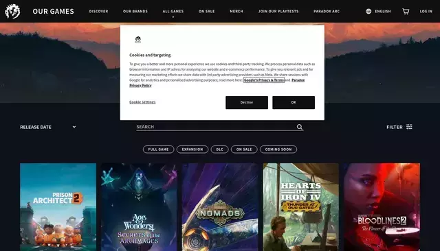 paradoxinteractive.com homepage screenshot