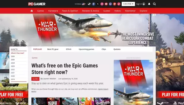 pcgamer.com homepage screenshot