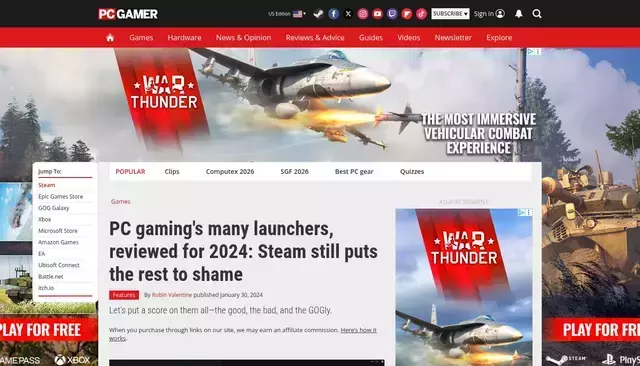 pcgamer.com homepage screenshot