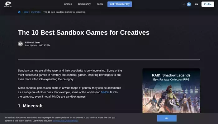 plarium.com homepage screenshot