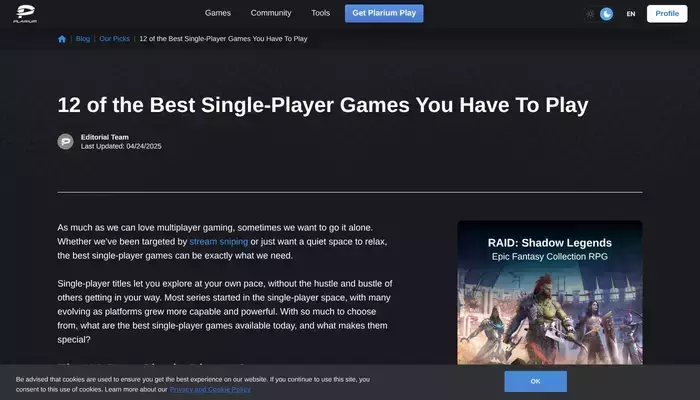 plarium.com homepage screenshot