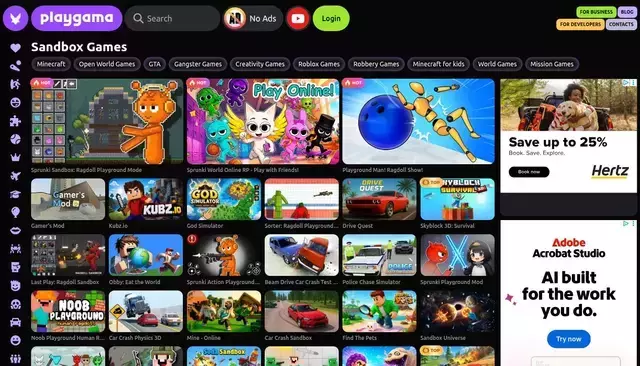 playgama.com homepage screenshot