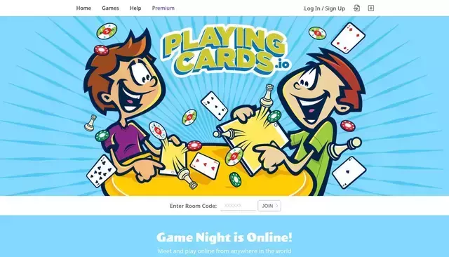 playingcards.io homepage screenshot