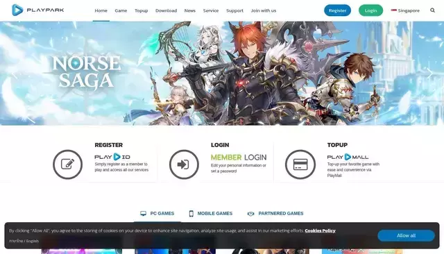 playpark.com homepage screenshot