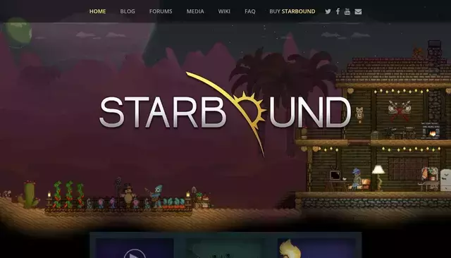 playstarbound.com homepage screenshot