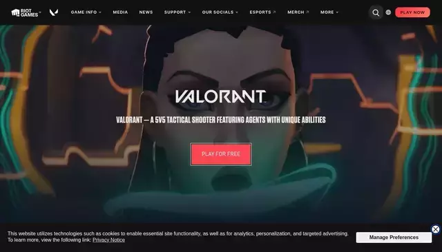 playvalorant.com homepage screenshot
