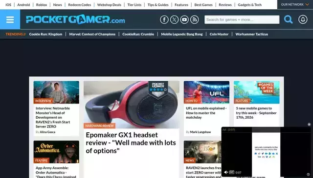 pocketgamer.com homepage screenshot
