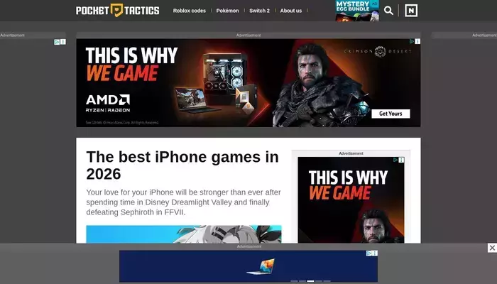 pockettactics.com homepage screenshot