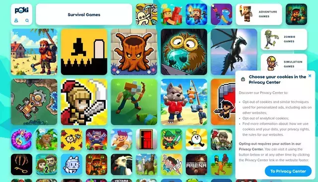poki.com homepage screenshot