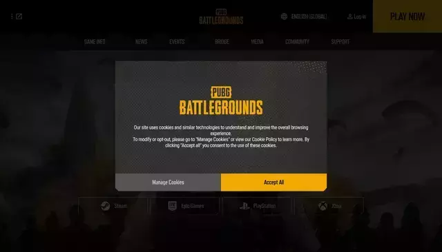 pubg.com homepage screenshot