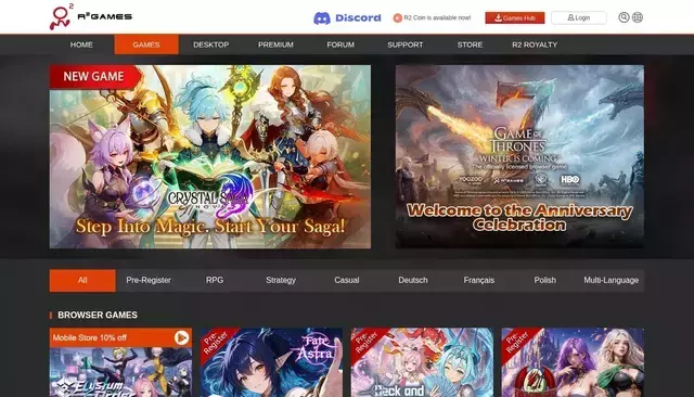 r2games.com homepage screenshot