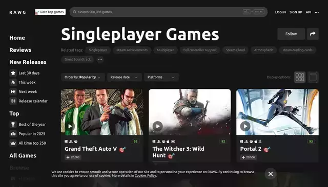 rawg.io homepage screenshot