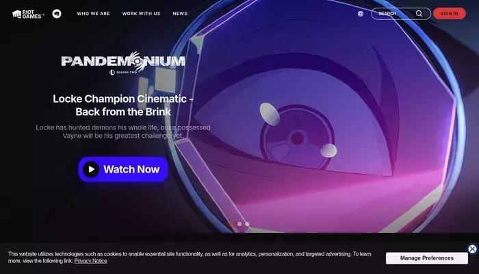 riotgames.com homepage screenshot