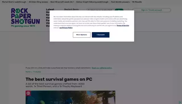 rockpapershotgun.com homepage screenshot