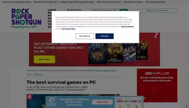 rockpapershotgun.com homepage screenshot