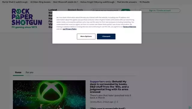 rockpapershotgun.com homepage screenshot