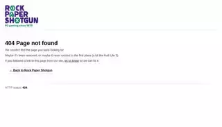 Rock Paper Shotgun 404 Page not found