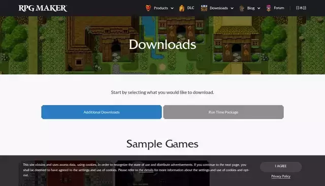 rpgmakerweb.com homepage screenshot
