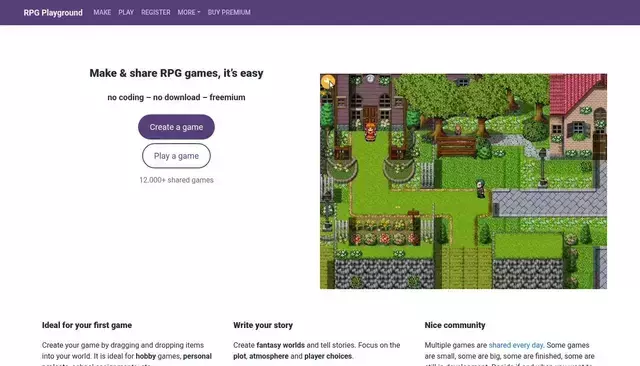 rpgplayground.com homepage screenshot