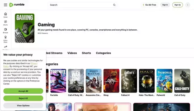 rumble.com homepage screenshot