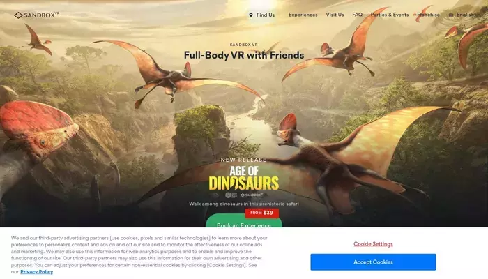 sandboxvr.com homepage screenshot