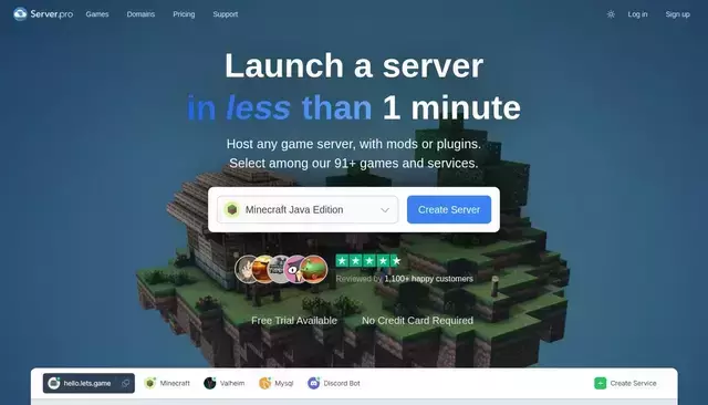 server.pro homepage screenshot