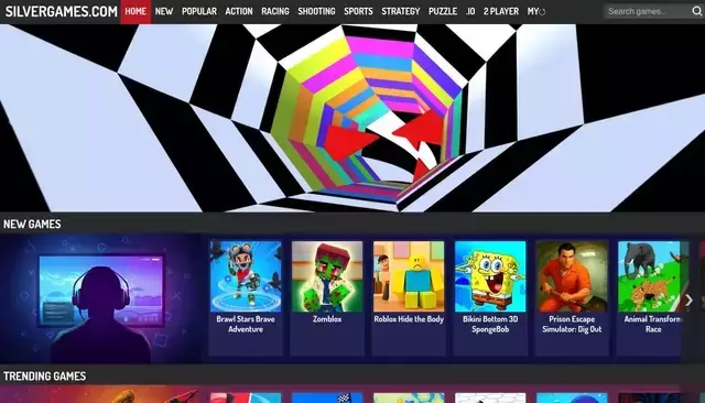 silvergames.com homepage screenshot