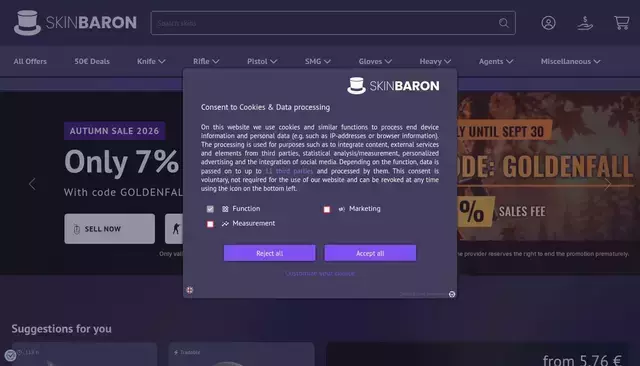 skinbaron.de homepage screenshot