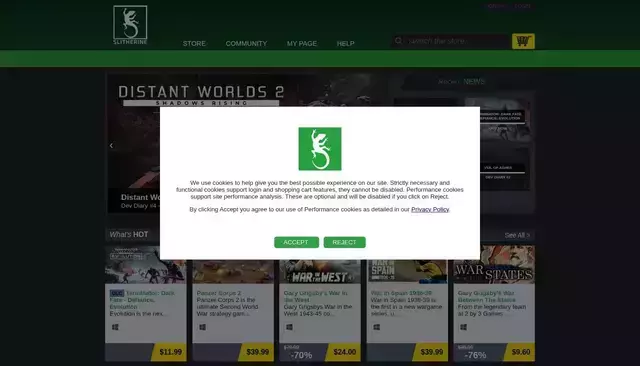 slitherine.com homepage screenshot
