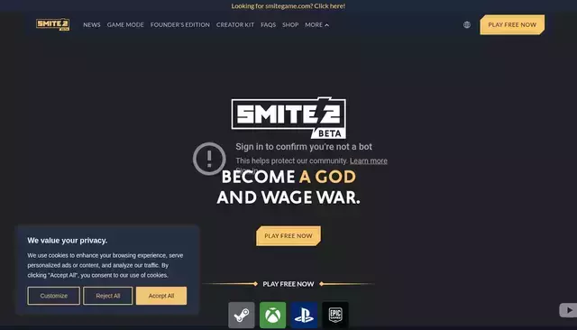 smite2.com homepage screenshot