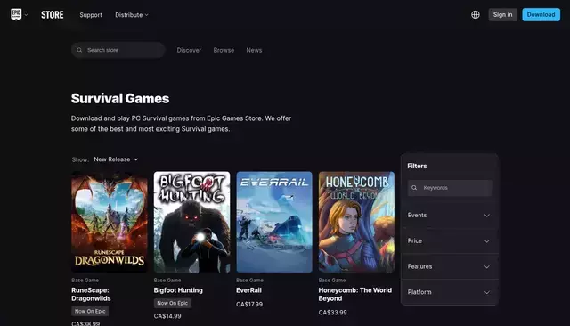 store.epicgames.com homepage screenshot