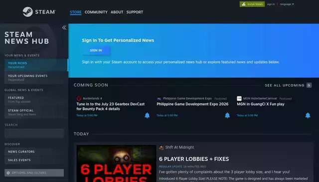 store.steampowered.com homepage screenshot