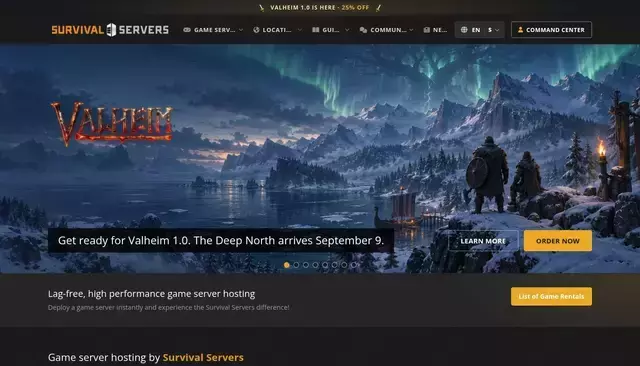 survivalservers.com homepage screenshot