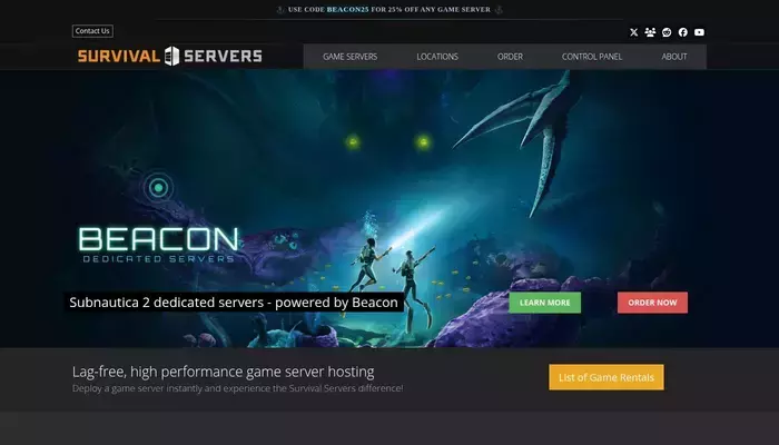 survivalservers.com homepage screenshot