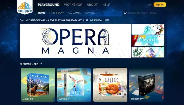 tabletopia.com homepage screenshot